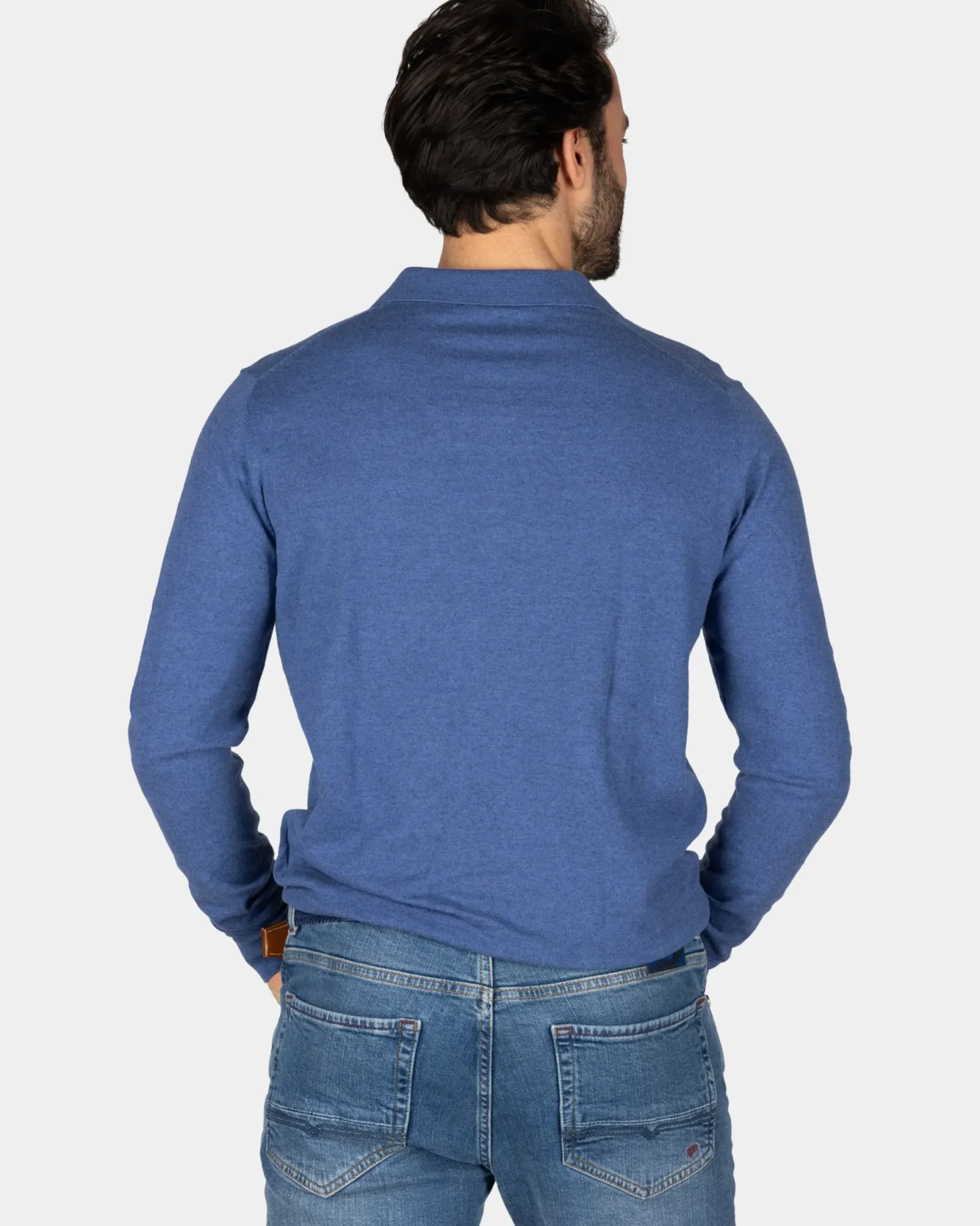Blauw longsleeve poloshirt