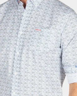 Blauw overhemd met een print - Ecru Multicolour