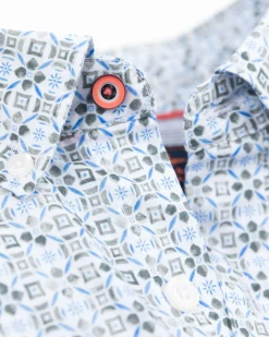 Blauw overhemd met een print - Ecru Multicolour