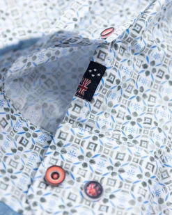 Blauw overhemd met een print - Ecru Multicolour