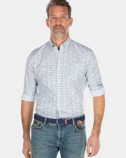 Blauw overhemd met een print - Ecru Multicolour