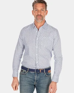 Blauw overhemd met linnen - Universal Blue