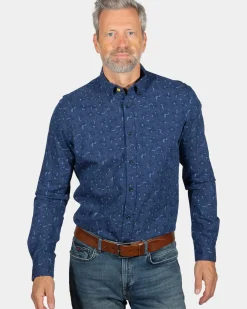 Blauw overhemd met print Spey - Storm Blue
