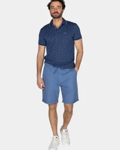 Blauw poloshirt met kleine stippen