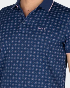 Blauw poloshirt met kleine stippen