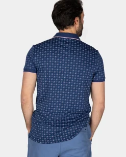 Blauw poloshirt met kleine stippen