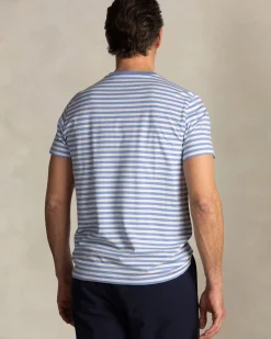 Blauw t-shirt met witte strepen