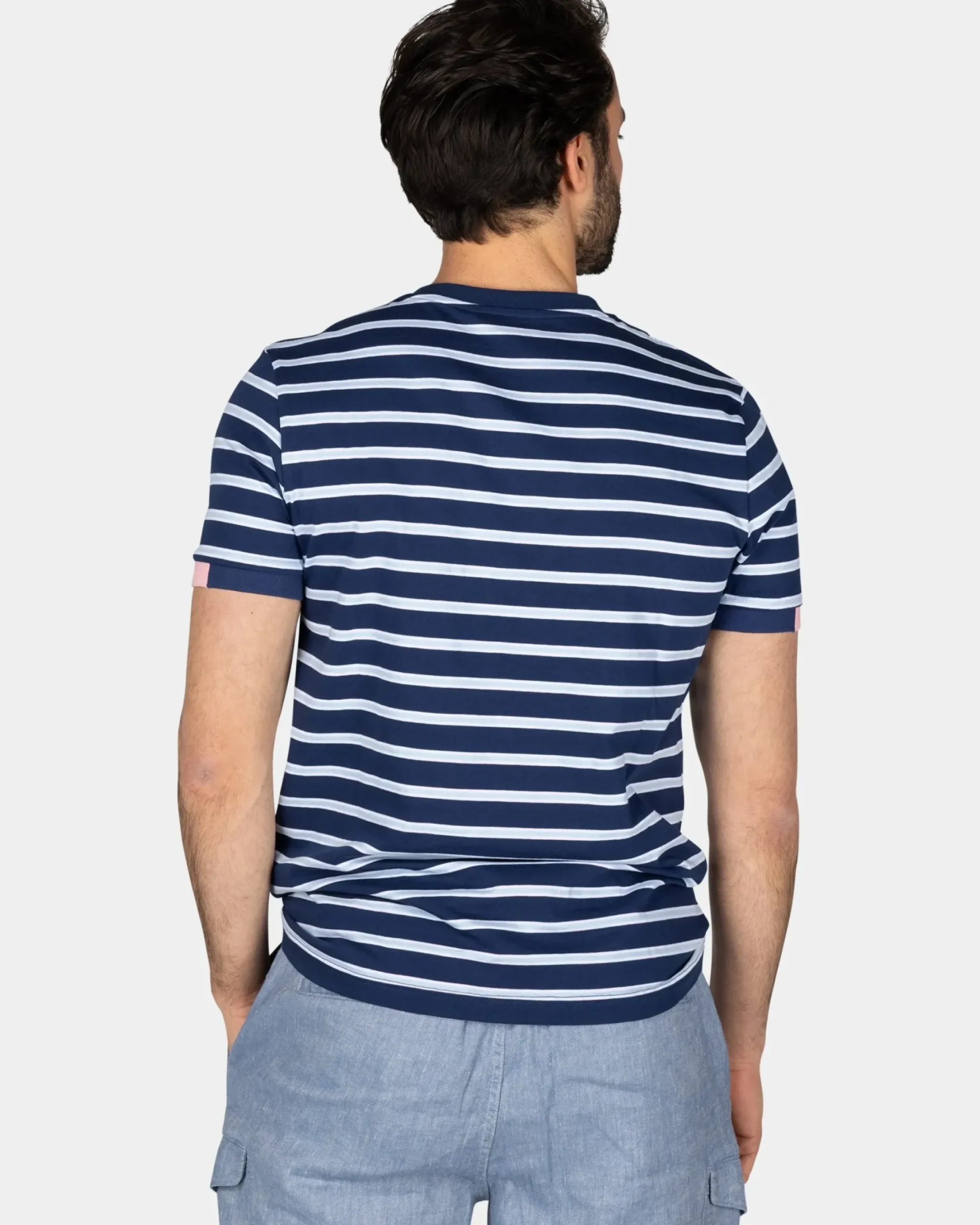 Blauw-wit gestreept katoenen t-shirt