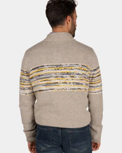 Bruine katoenen trui met geel zwarte print - Chestnut