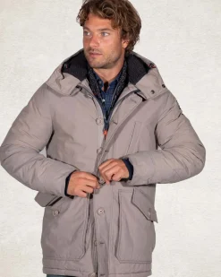 Canvas parka-jas met capuchon - Tar grey