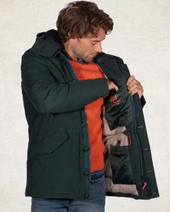 Canvas parka jas met capuchon - Crushing Green