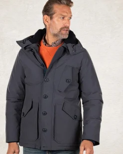 Canvas parka jas met capuchon - Trent Petrol