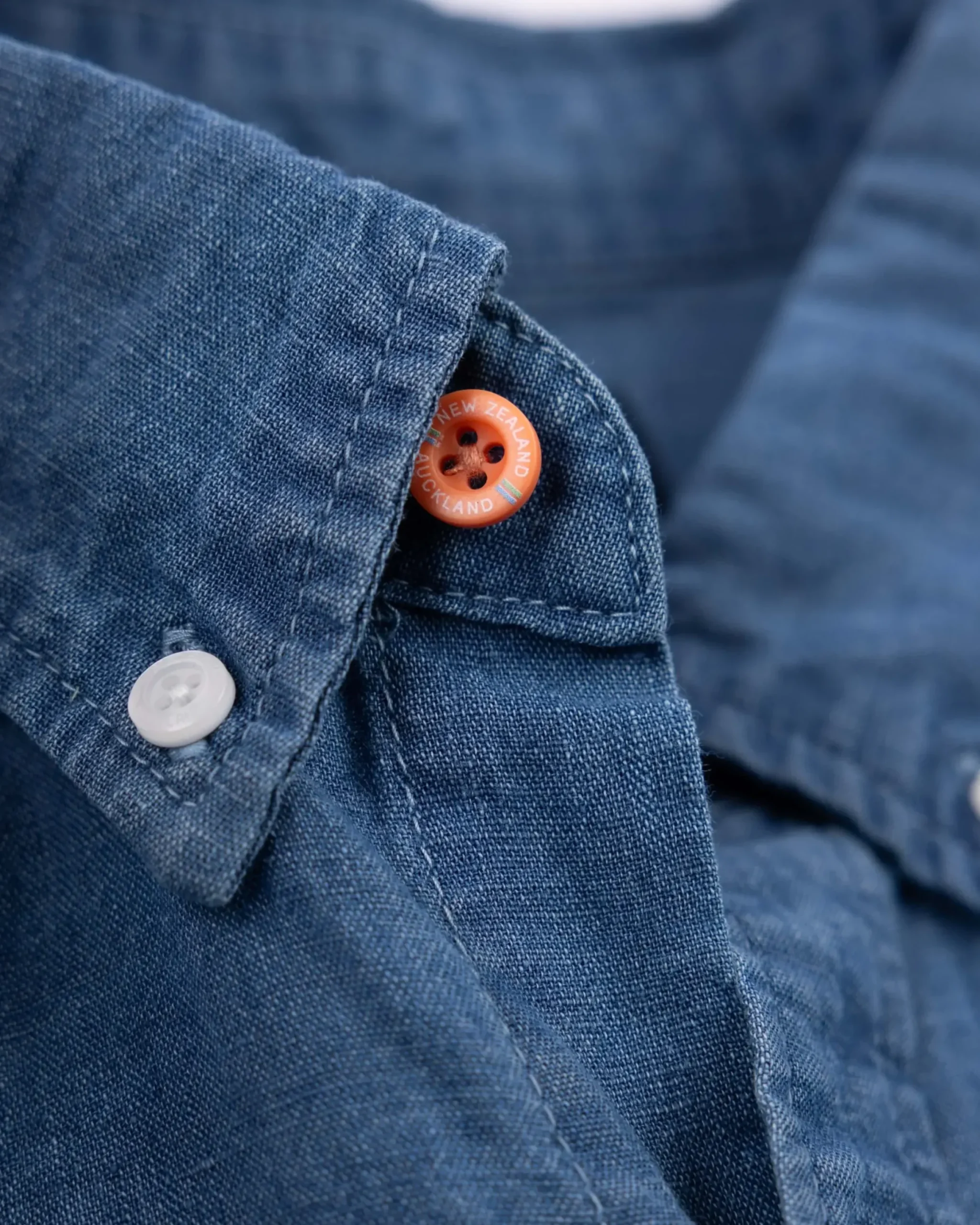 Denim overhemd van katoen met linnen