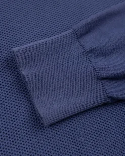 Donkerblauwe basis pullover met halve rits