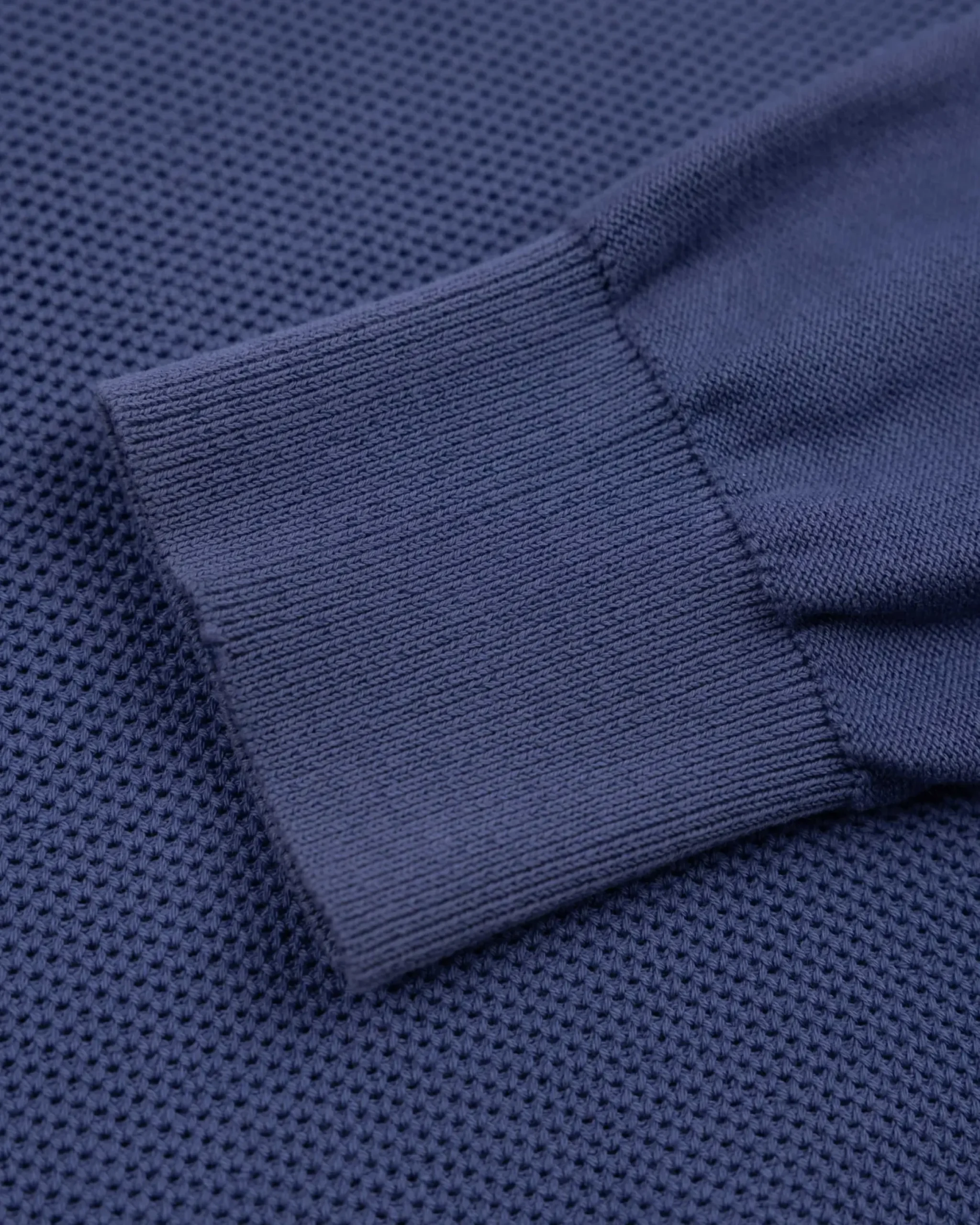 Donkerblauwe basis pullover met halve rits