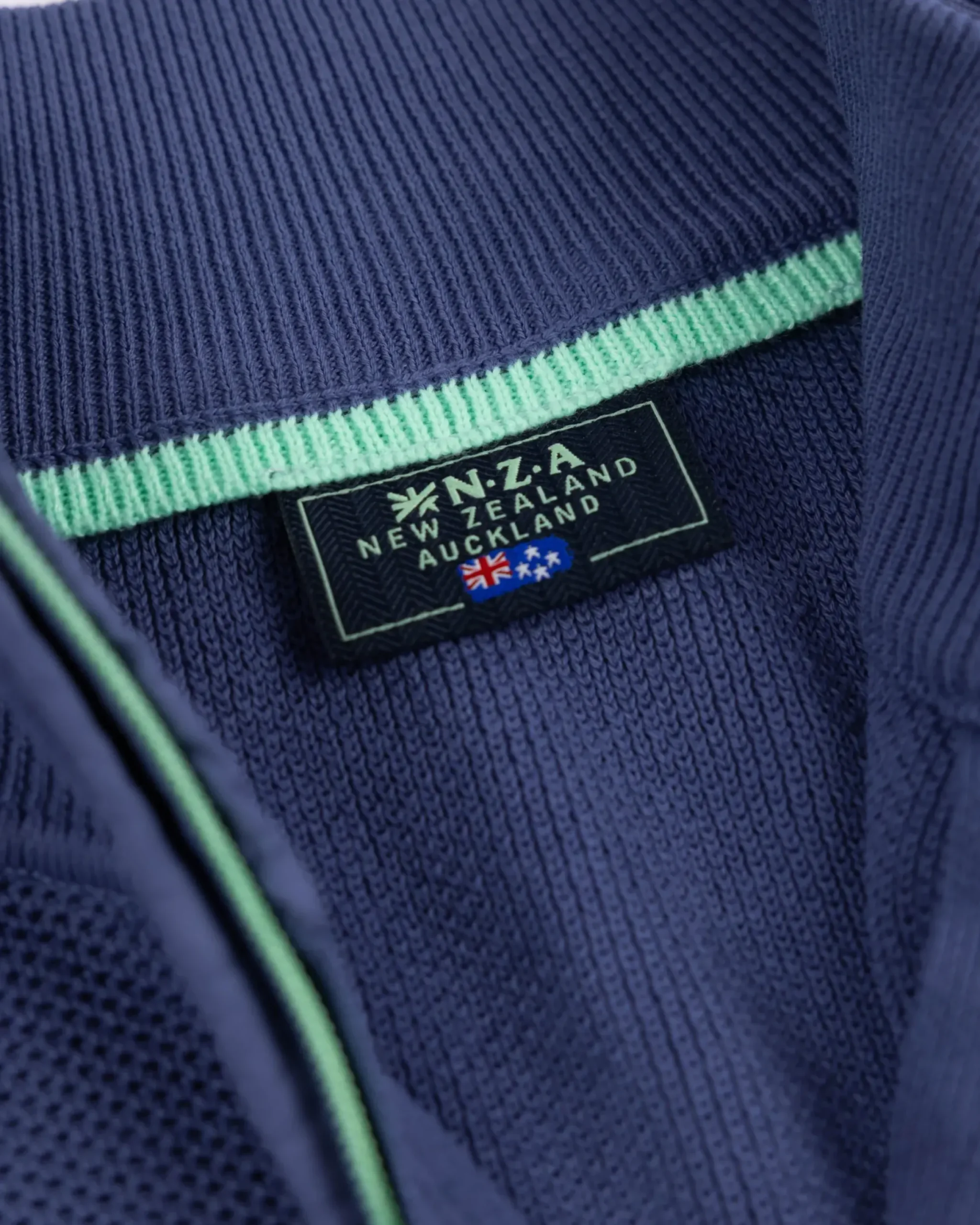 Donkerblauwe basis pullover met halve rits