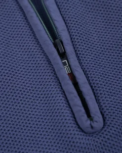 Donkerblauwe basis pullover met halve rits