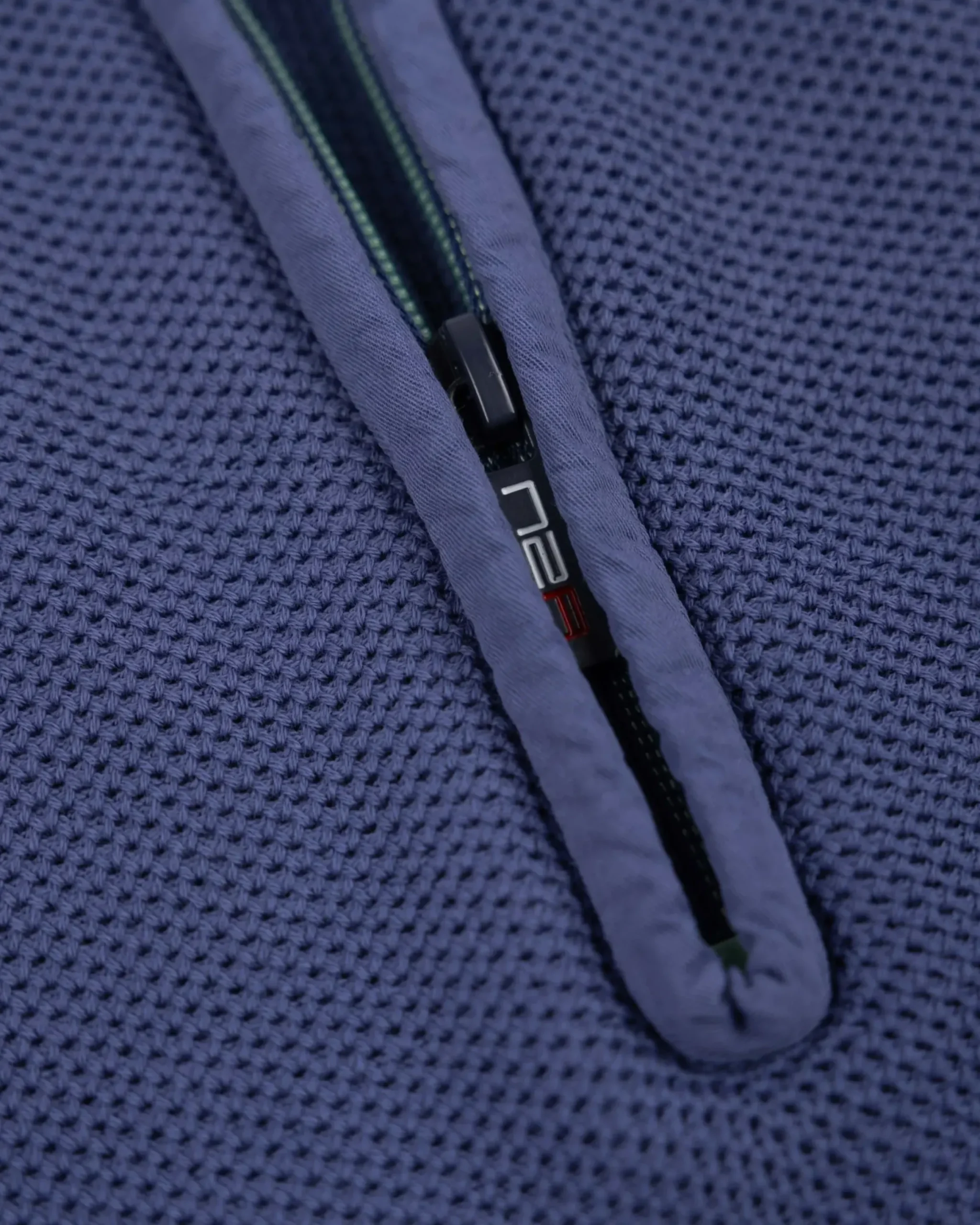 Donkerblauwe basis pullover met halve rits