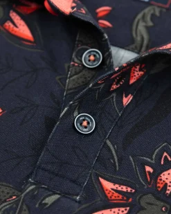 Donkerblauwe polo met bloemenprint - Traditional Navy