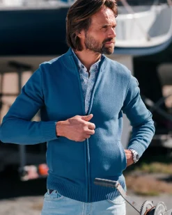 Donkerblauwe trui met halve rits - Midnight Navy