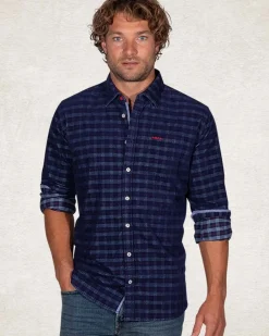 Donkerblauw katoenen corduroy shirt - Pitch navy