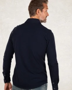 Donkerblauw katoenen overhemd met lange mouw - Pitch Navy