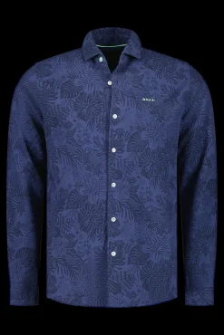 Donkerblauw overhemd met bloemen - Dusk Navy