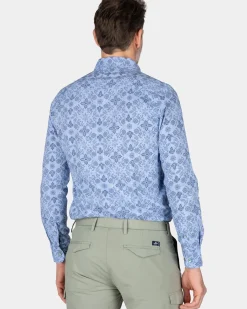Donkerblauw overhemd met print - Dusk Navy
