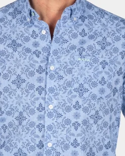 Donkerblauw overhemd met print - Dusk Navy