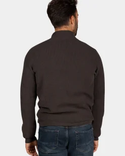 Donkerbruine chenille trui met halve rits - Dark Mocca
