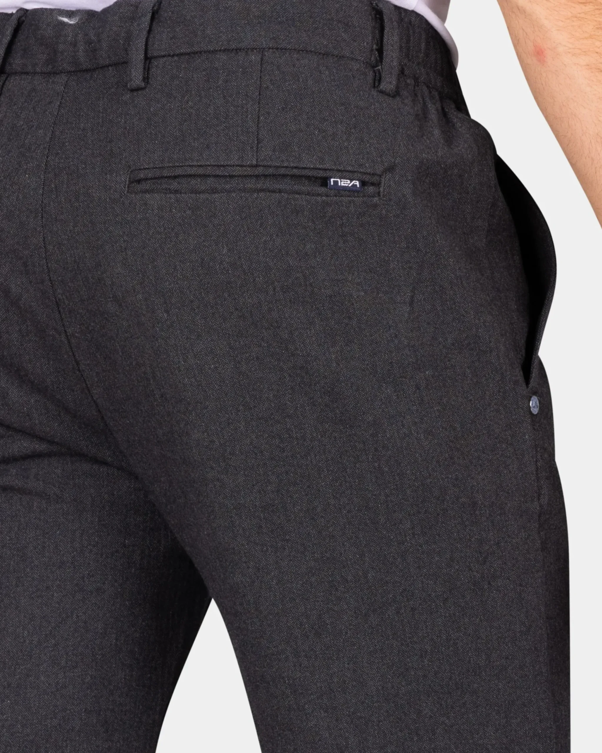 Donkergrijze wol look broek - Antra