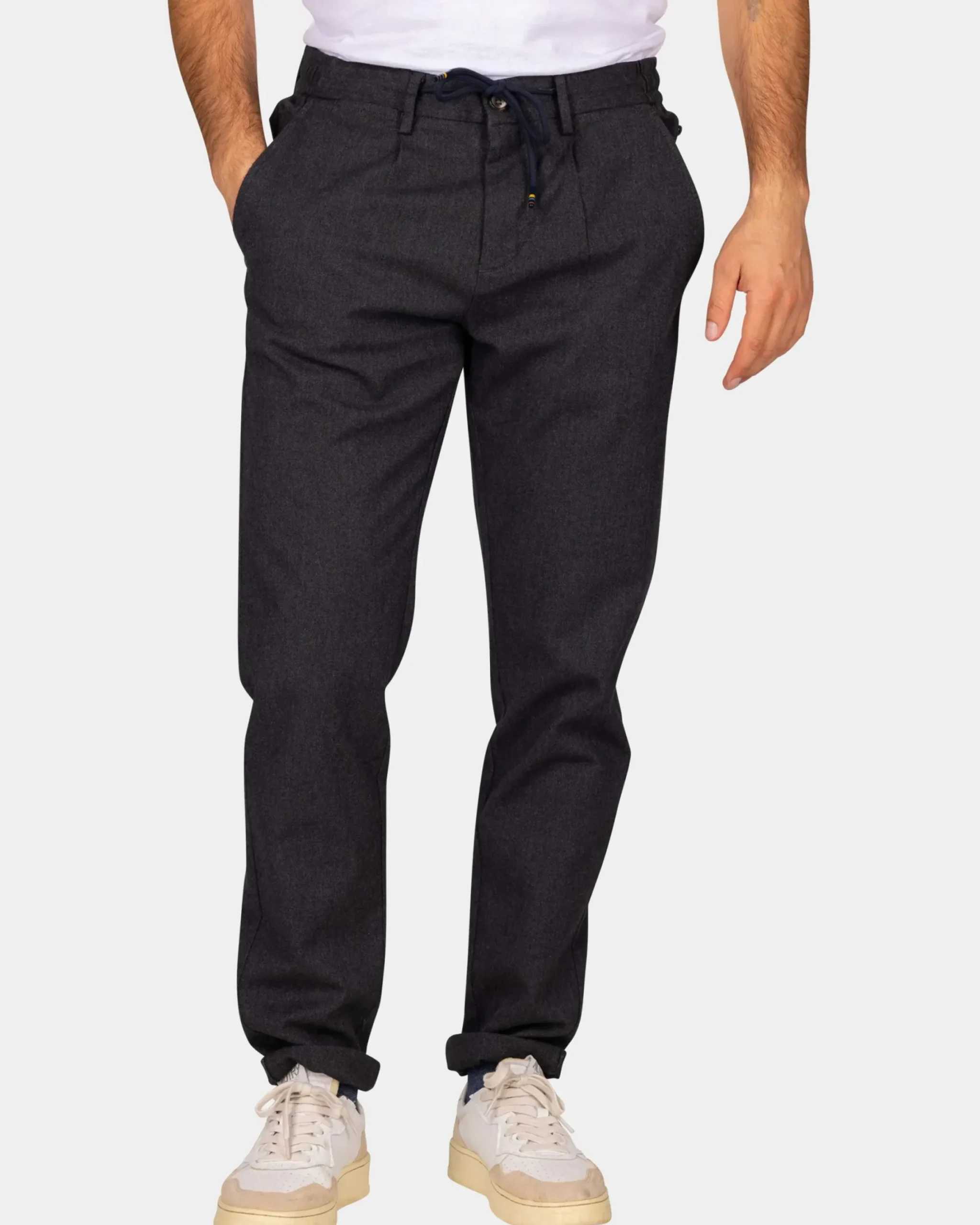 Donkergrijze wol look broek - Antra