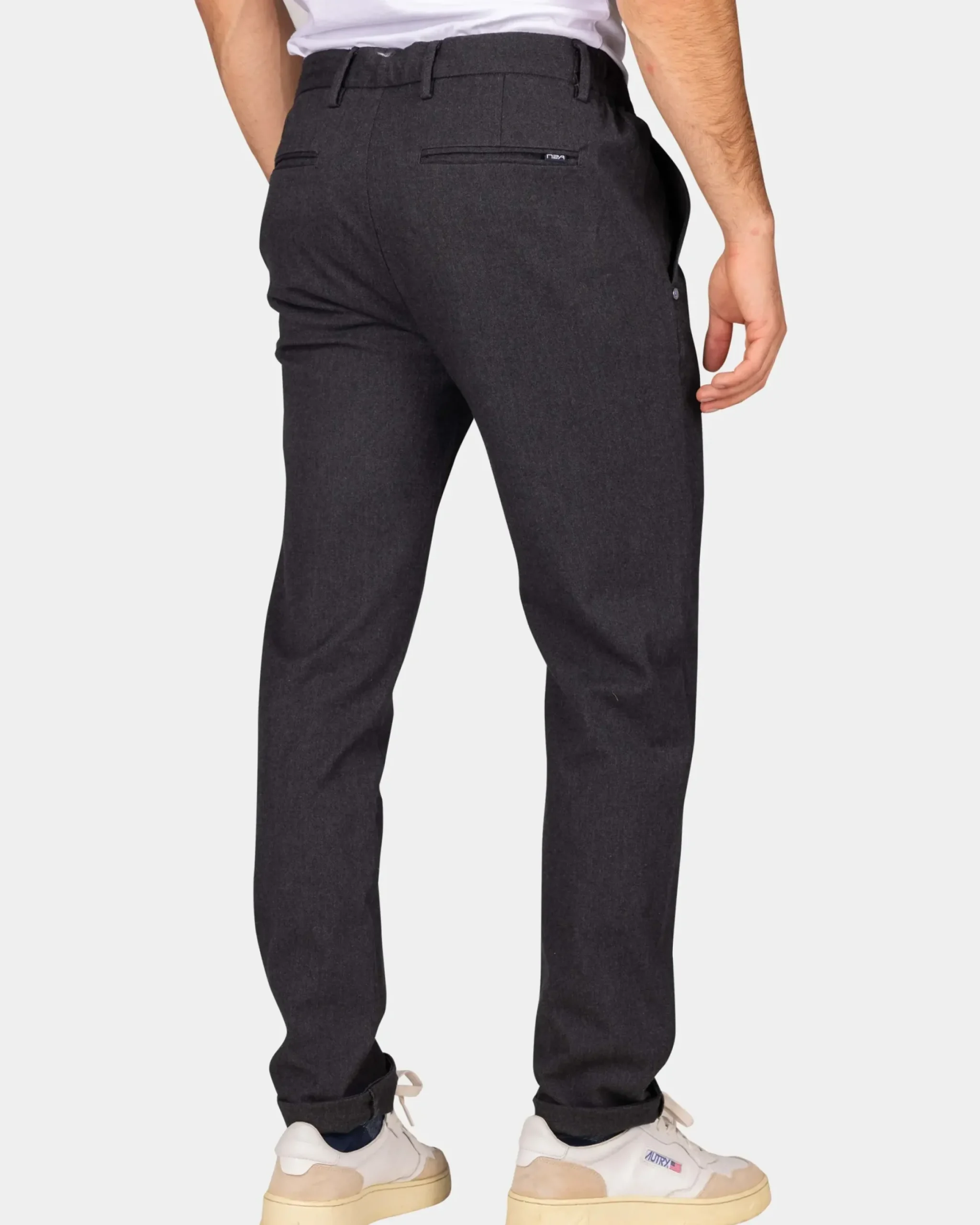 Donkergrijze wol look broek - Antra