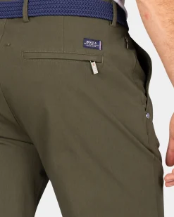 Donkergroene chino met stretch - Quartz Green