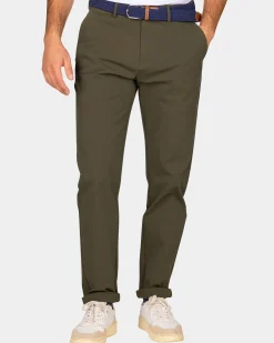 Donkergroene chino met stretch - Quartz Green