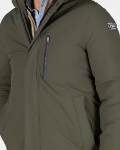 Donkergroene parka met opstaande kraag - Gravel Green