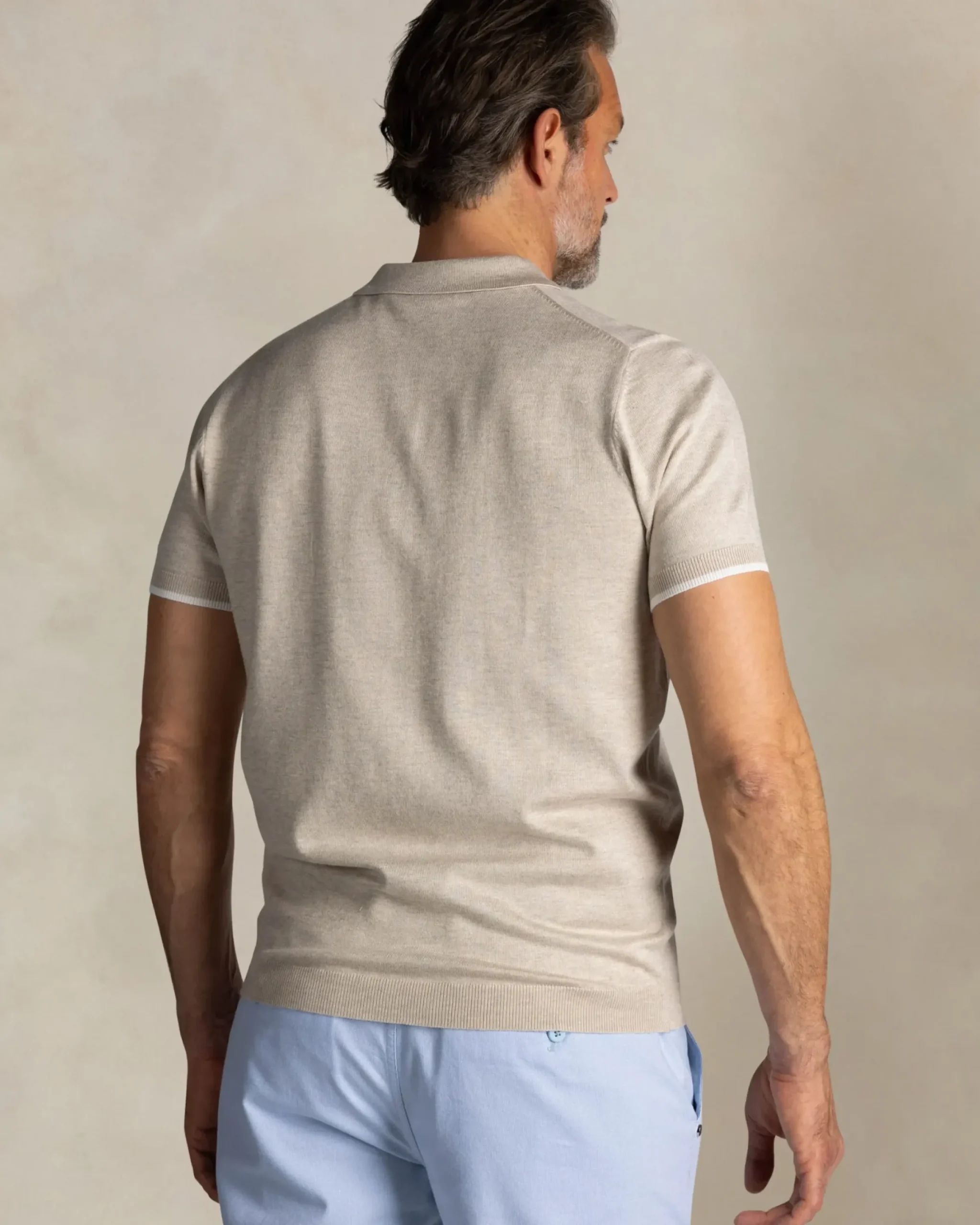 Ecru gebreide polo