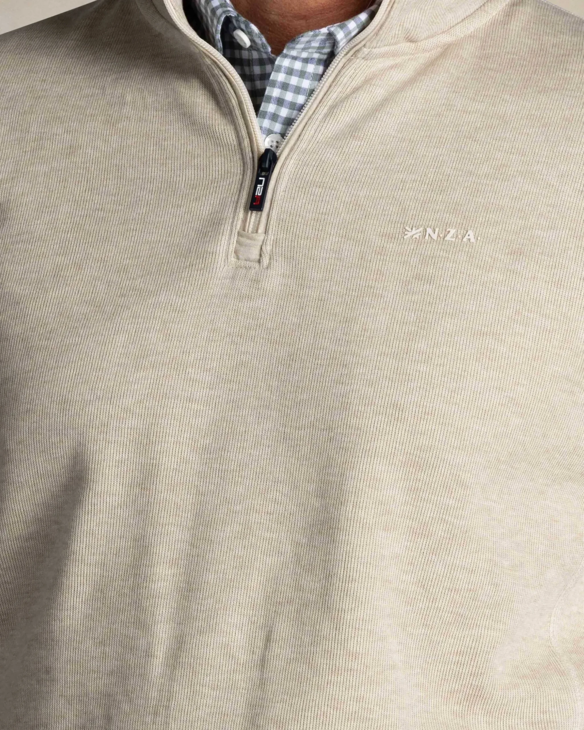 Ecru half zip katoenen trui