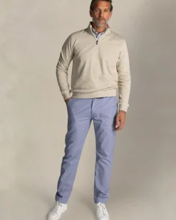 Ecru half zip katoenen trui