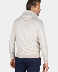 Ecru hoodie met tekst op de borst - Powder Sand