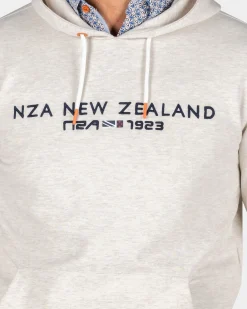 Ecru hoodie met tekst op de borst - Powder Sand
