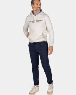Ecru hoodie met tekst op de borst - Powder Sand