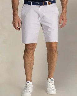 Ecru katoenen chino short met stretch