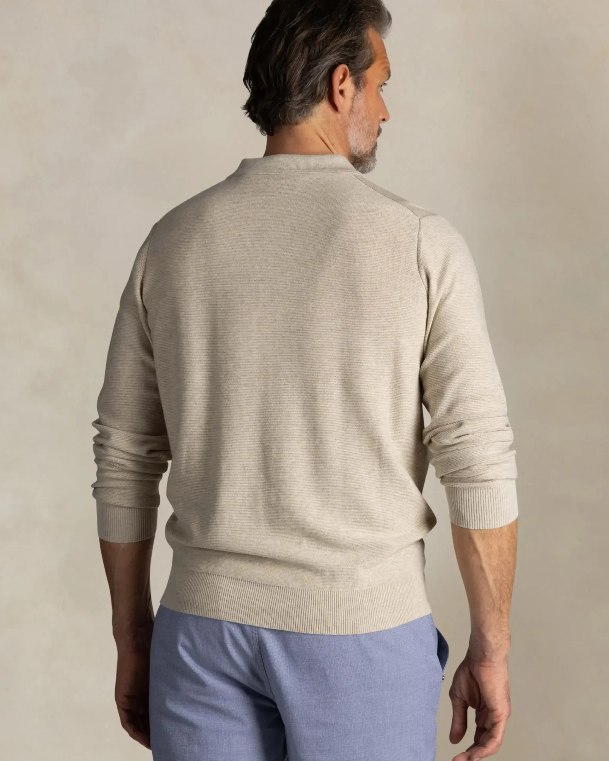Ecru katoenen rugbypolo
