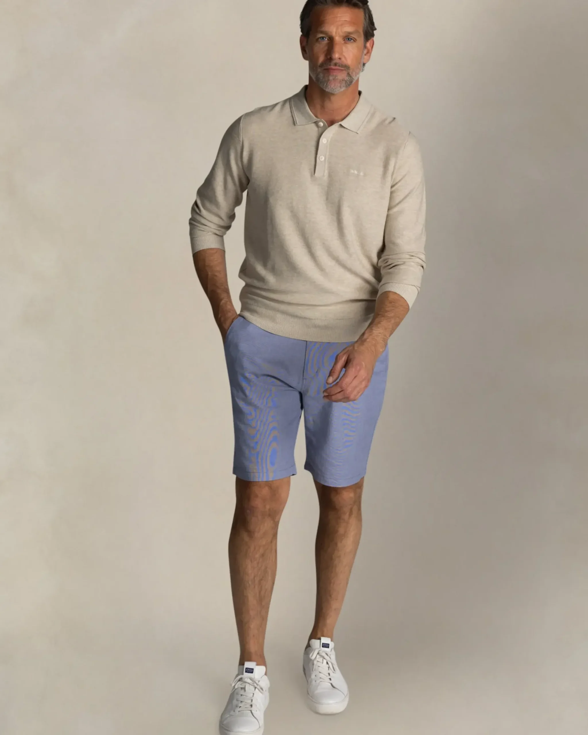 Ecru katoenen rugbypolo
