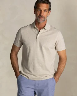 Ecru katoenen stretch polo