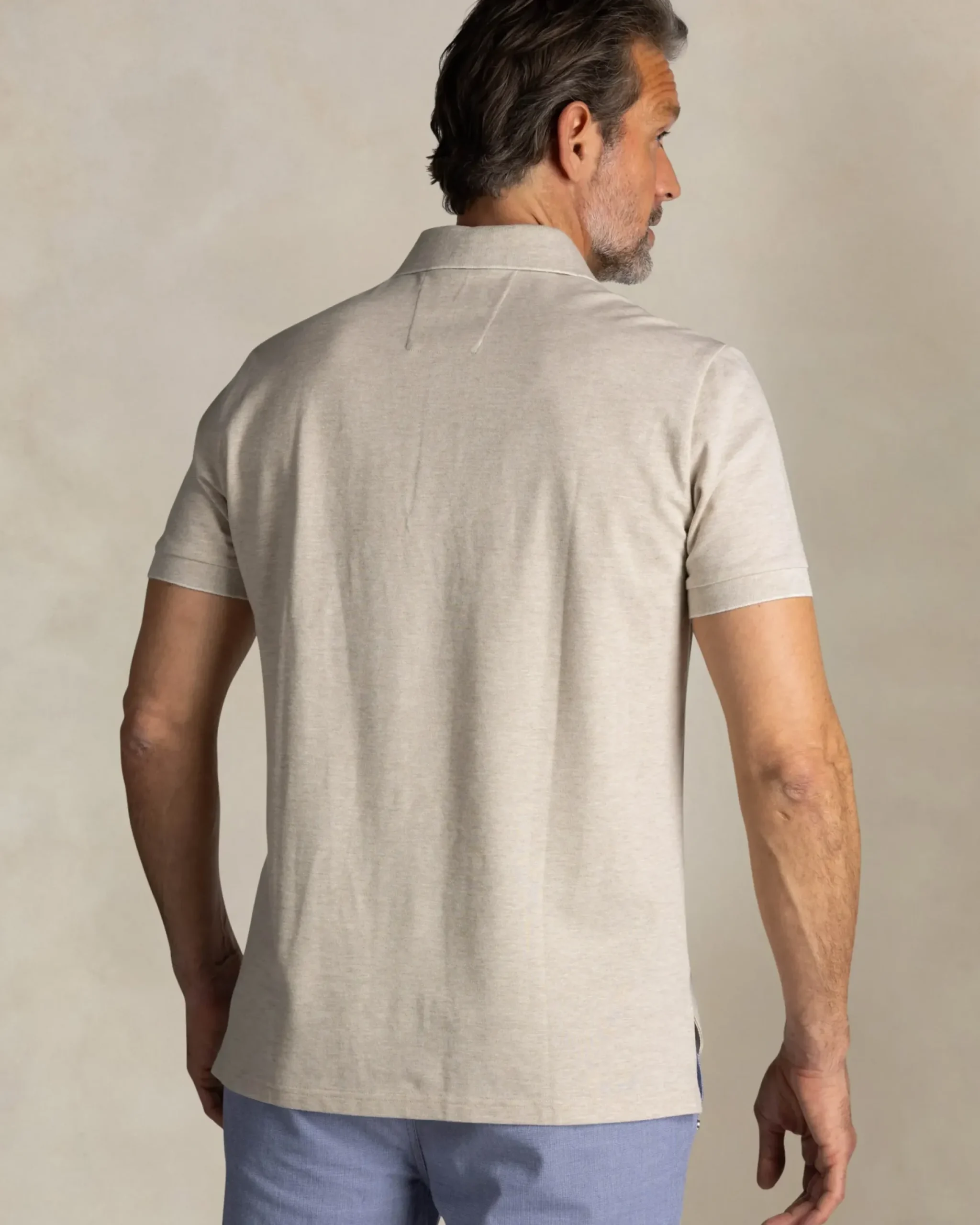 Ecru katoenen stretch polo