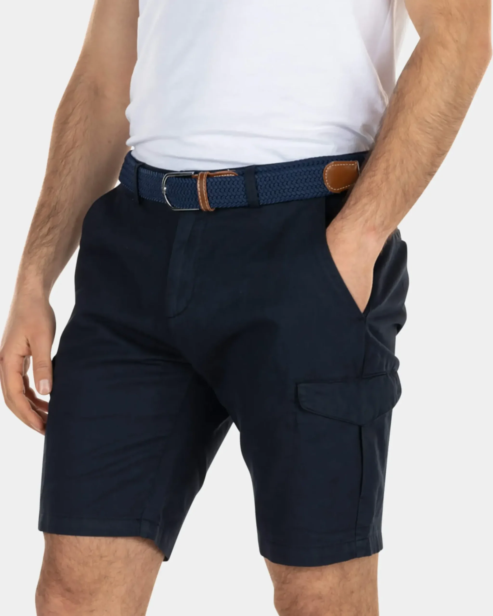 Effen cargo shorts met linnen - High Summer Navy
