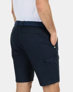 Effen cargo shorts met linnen - High Summer Navy