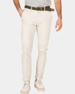 Effen chino met stretch - Cream